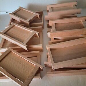 Set of 17 Unfinished Wooden Trays for Crafts, School Projects